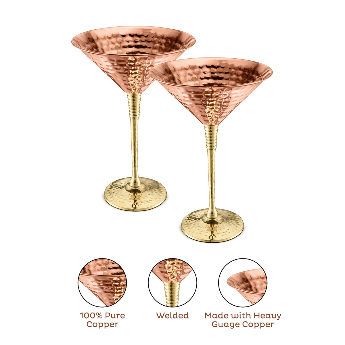 Copper Martini Glass Hammered Finish Avador Business Group Inc.
