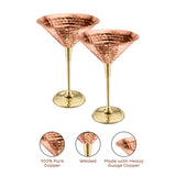 Copper Martini Glass Hammered Finish